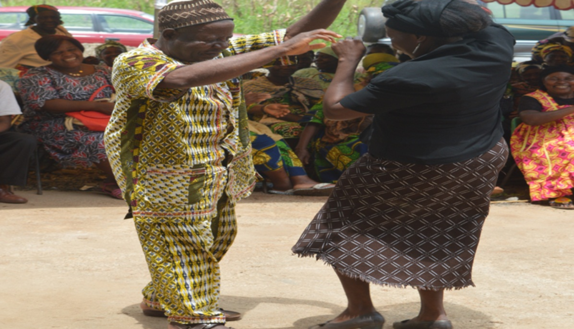 Old manand women dancing on the occasion of the 27th Edition of InternInternational Day Of Older Persons in Cameroon at RECEWAPEC headquarters