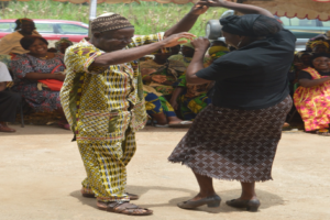 Old manand women dancing on the occasion of the 27th Edition of InternInternational Day Of Older Persons in Cameroon at RECEWAPEC headquarters